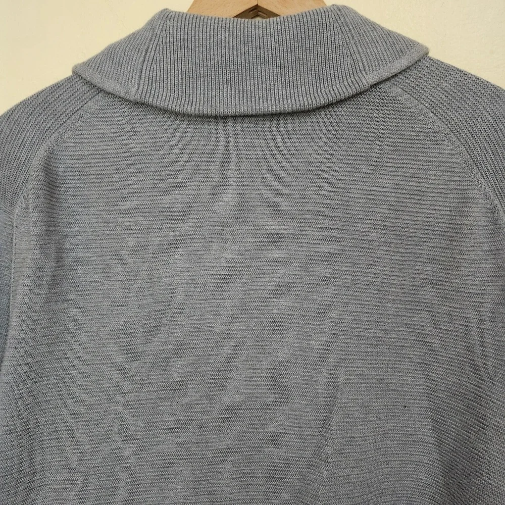 Banana Republic Cardigan Sweater Men's L Gray Supima Cotton Shawl Collar Button